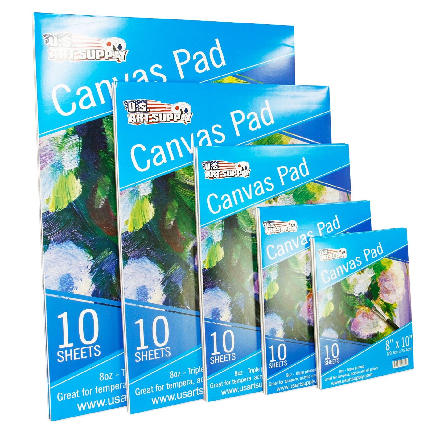 12" x 16" 10-Sheet 8-Ounce Triple Primed Acid-Free Canvas Paper Pad (Pack of 2 Pads), Canvas Paper for Acrylic Painting