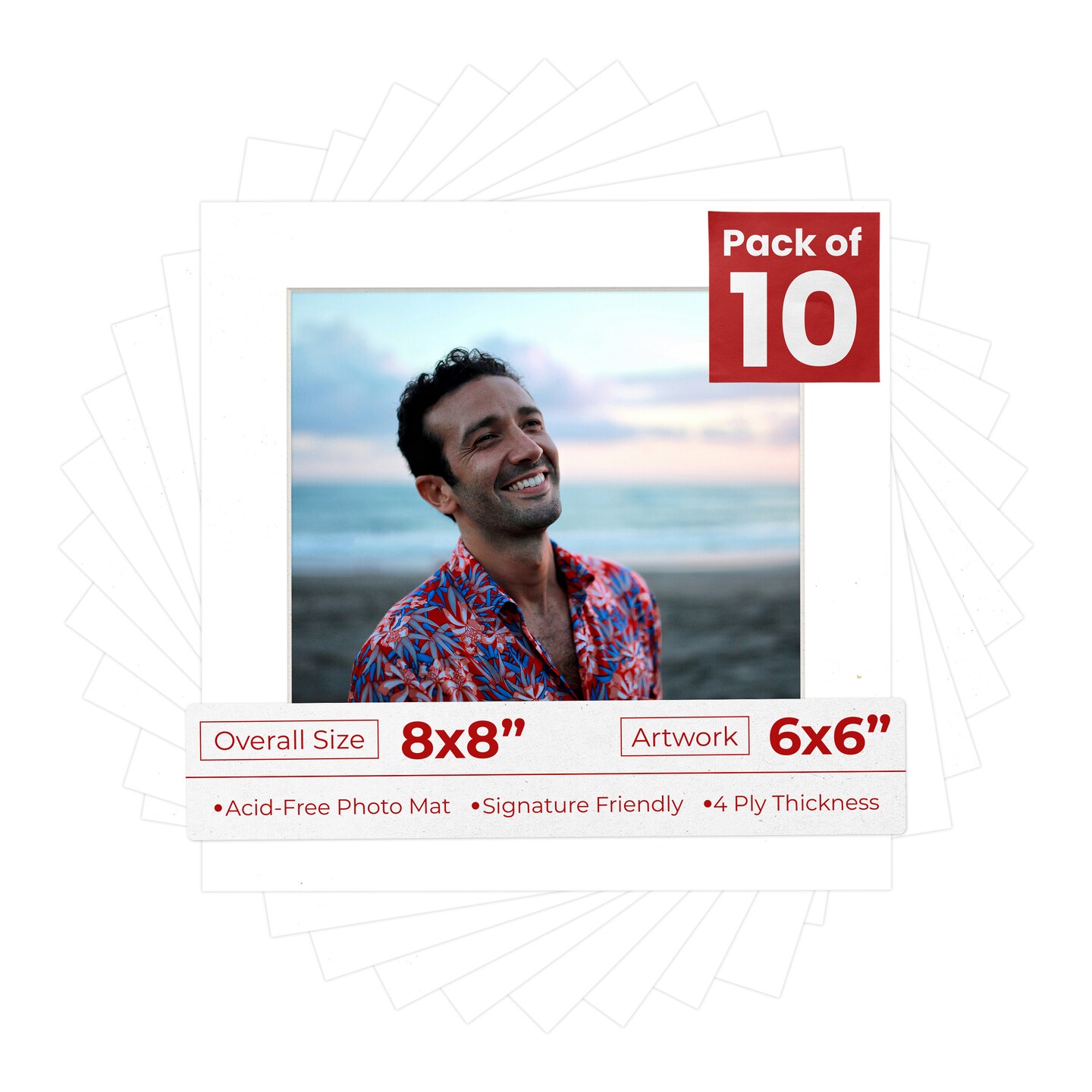 Golf Ball Texture Mat Board for 8x8 Frames - Fits 6x6 Photos - 10 Mats