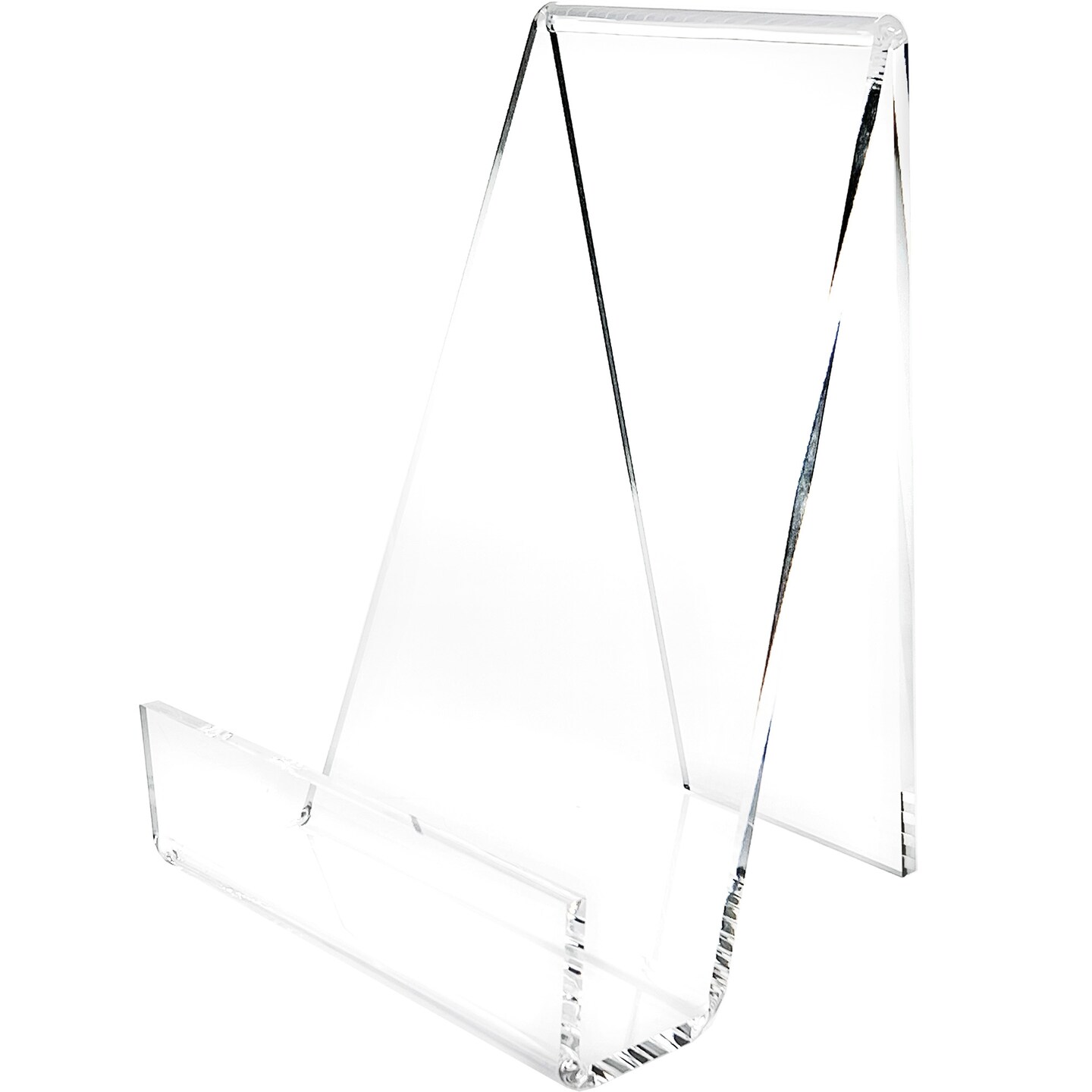 Plymor Clear Acrylic Book Easel with 1.375" Ledge With Lip, 6" W x 5.5" D x 7.25" H