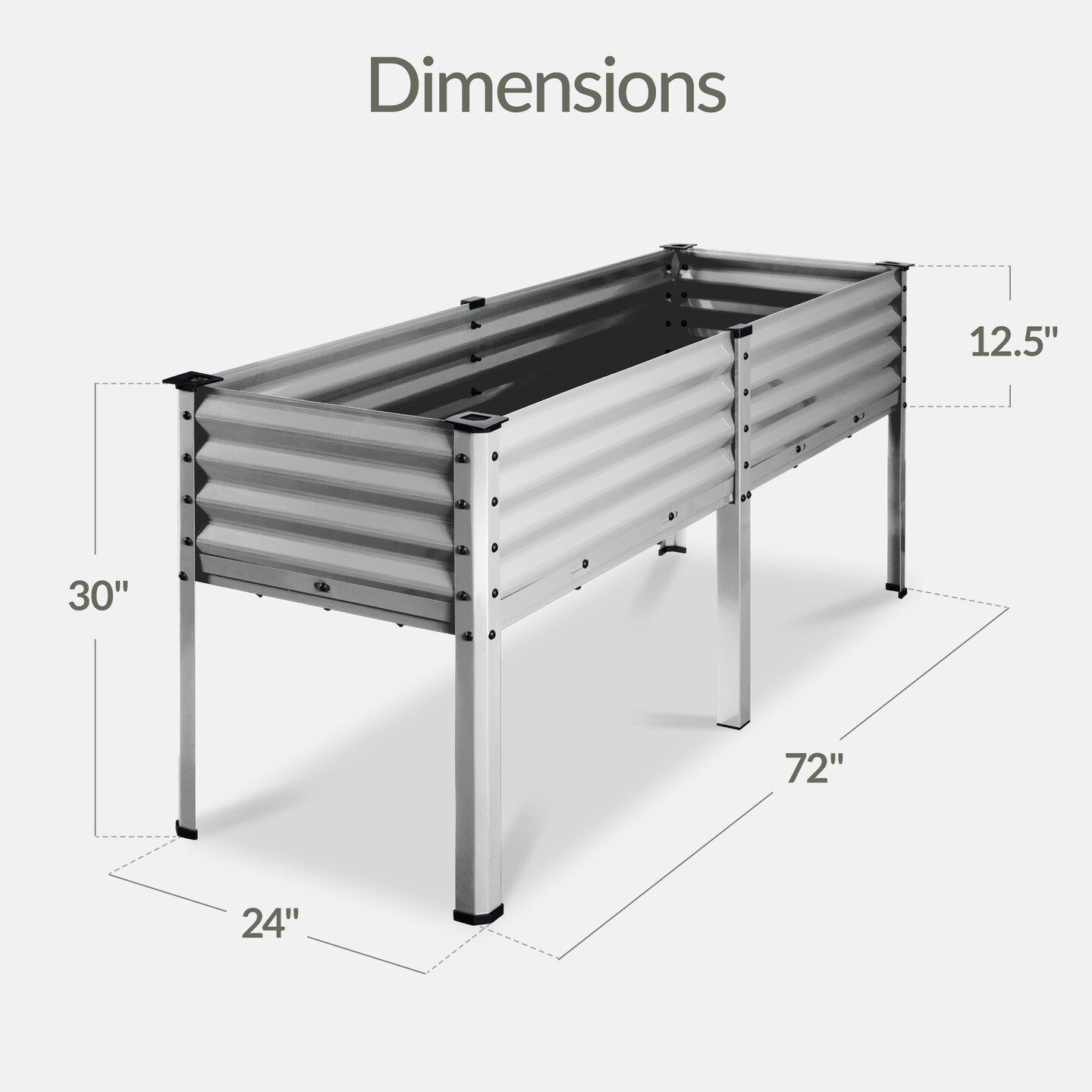 Best Choice Products 72x24x30in Non Toxic Elevated Galvanized Metal Garden Bed Corner Protectors