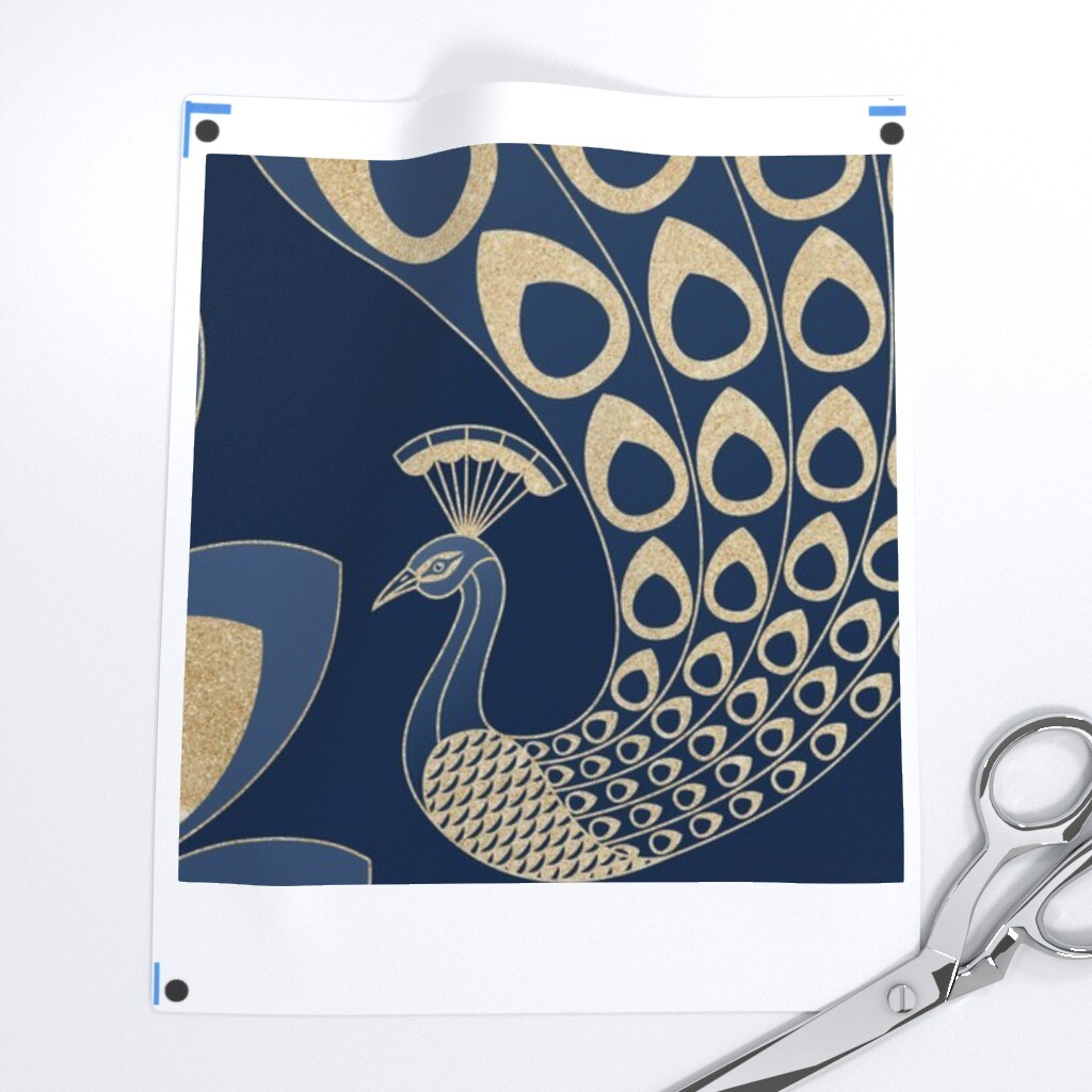 Blue Art Deco Peacock Nouveau Feathers 1920S Glamor Custom Removable Wallpaper by Spoonflower Peel & Stick Wallpaper 2FT Wide