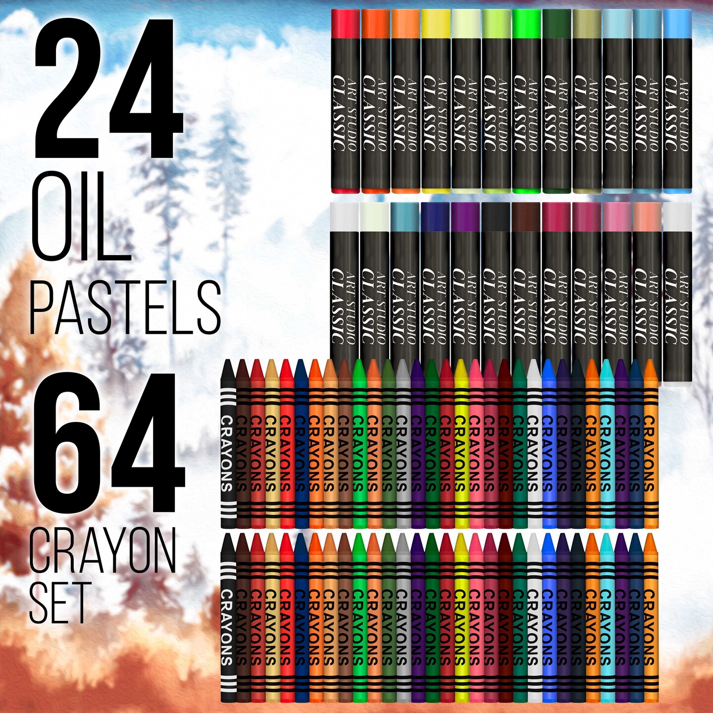 U.S. Art Supply 162-Piece Mega Wood Box Artist Kit with Painting, Drawing & Art Supplies for Adults - 24 Each (Watercolors, Oil Pastels, Pencils), 60 Crayons & 2 Brushes - Art Kit for Adults, Gift Set