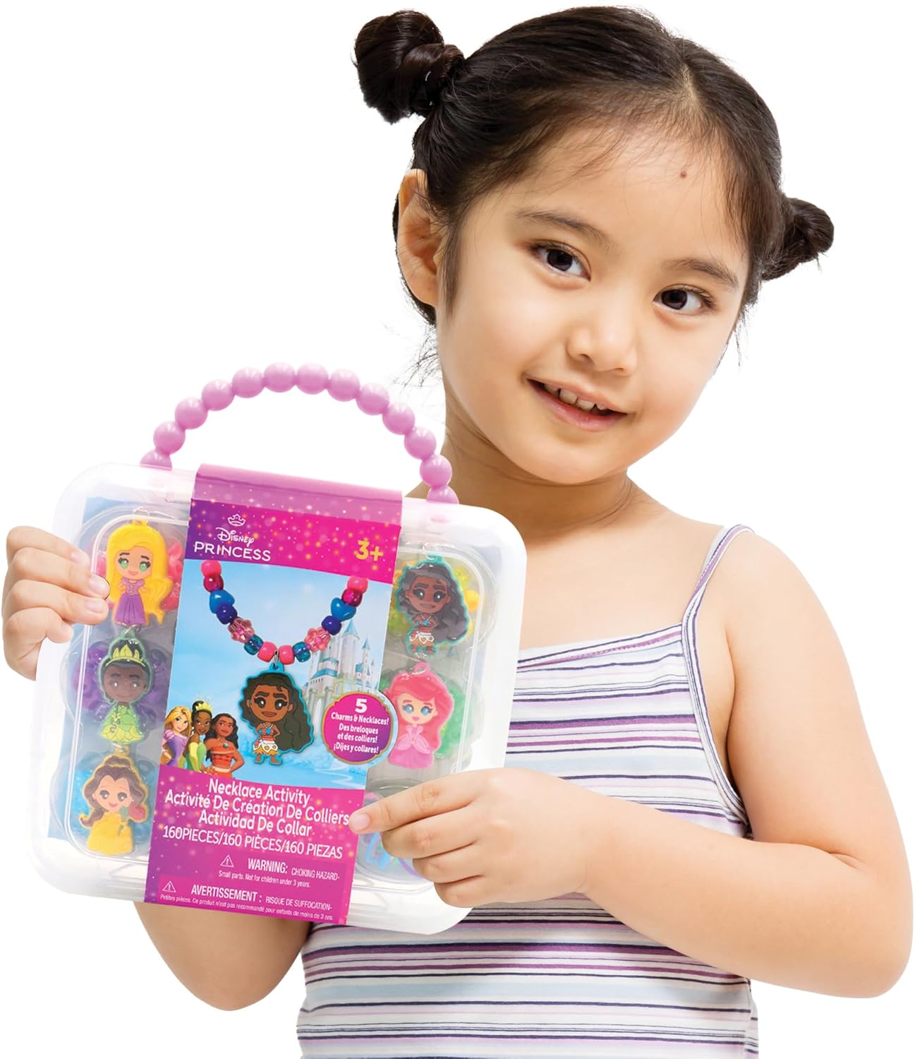 Disney Princess Necklace Activity Case – Jewelry Making Kit with Beads, Charms & Strings, Create Custom Princess Necklaces – Craft Gift for Girls Ages 3+ with Portable Storage Case