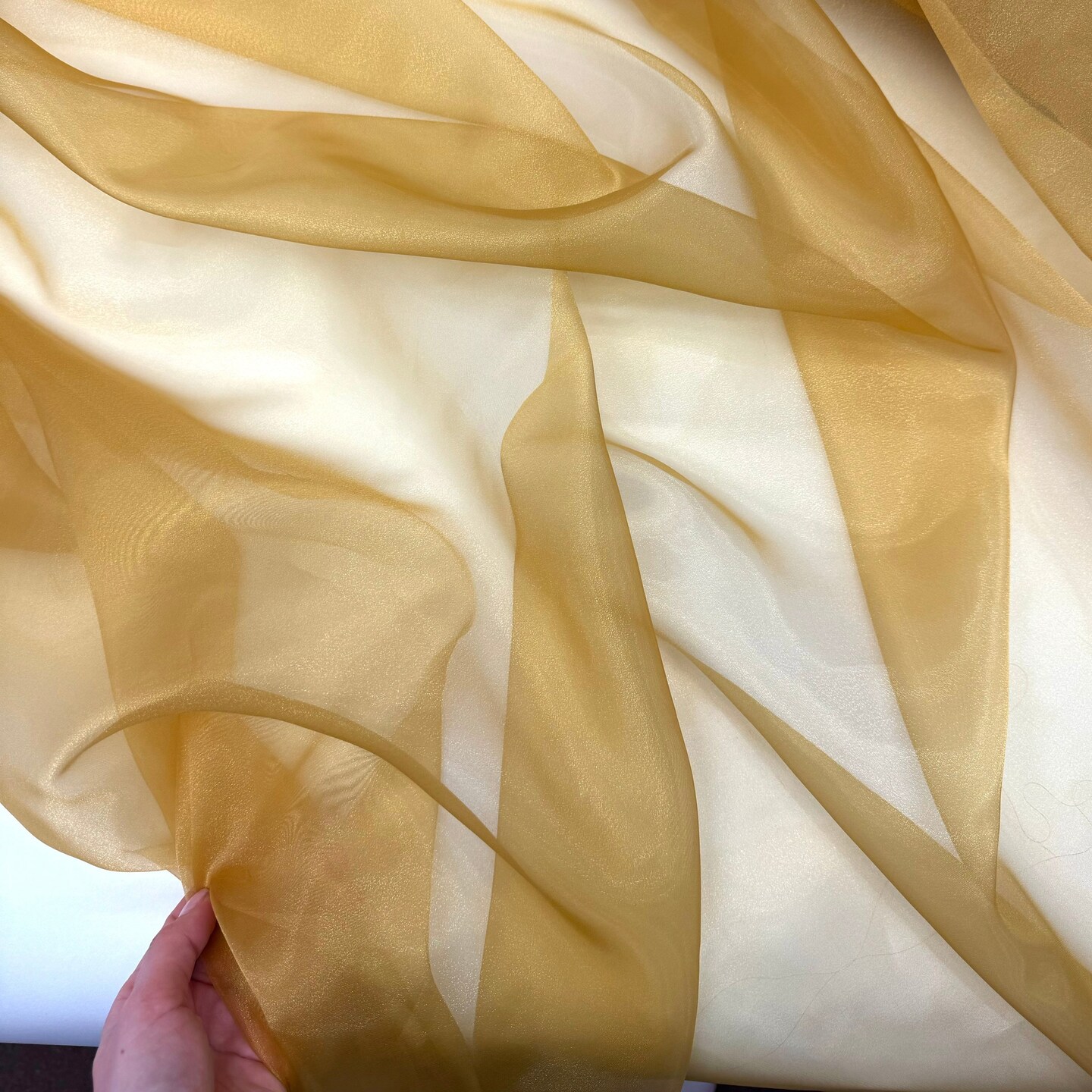 Gold Crystal Organza Fabric by the Yard, 60" Wide Sheer Lightweight Organza for Wedding Dresses, Event Decor, Curtains & Sewing