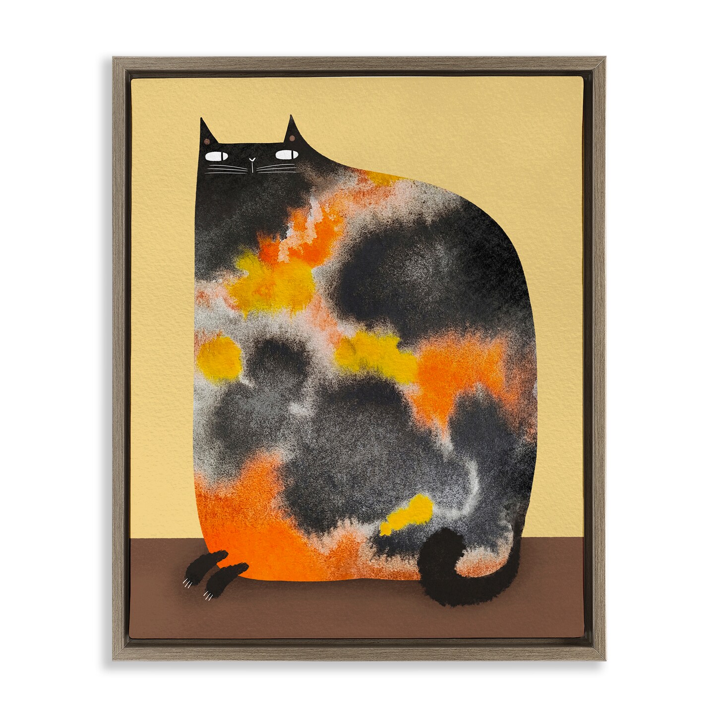 Stupell Industries Diluted Calico Cat Floating Frame, design by Gabriela Avila