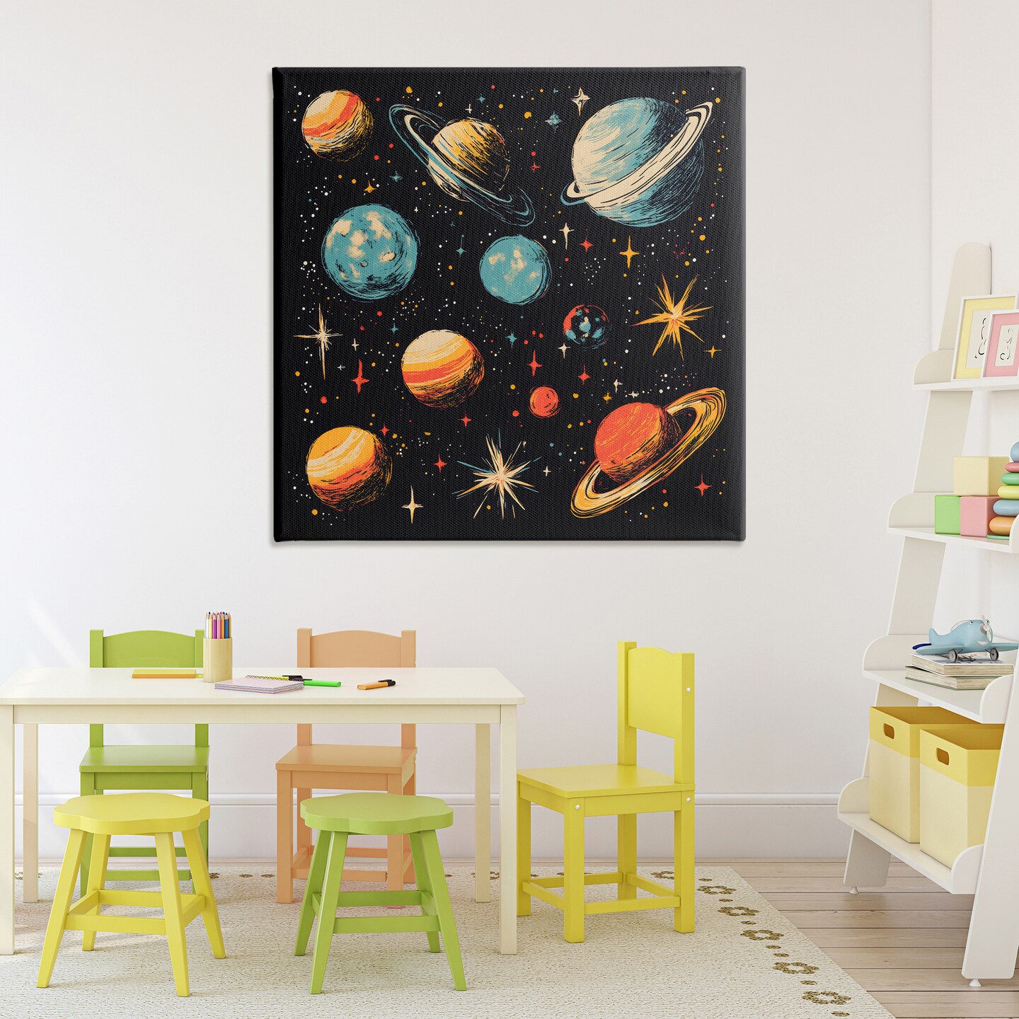 Stupell Industries Colorful Retro Planets Canvas, design by Creative Studio