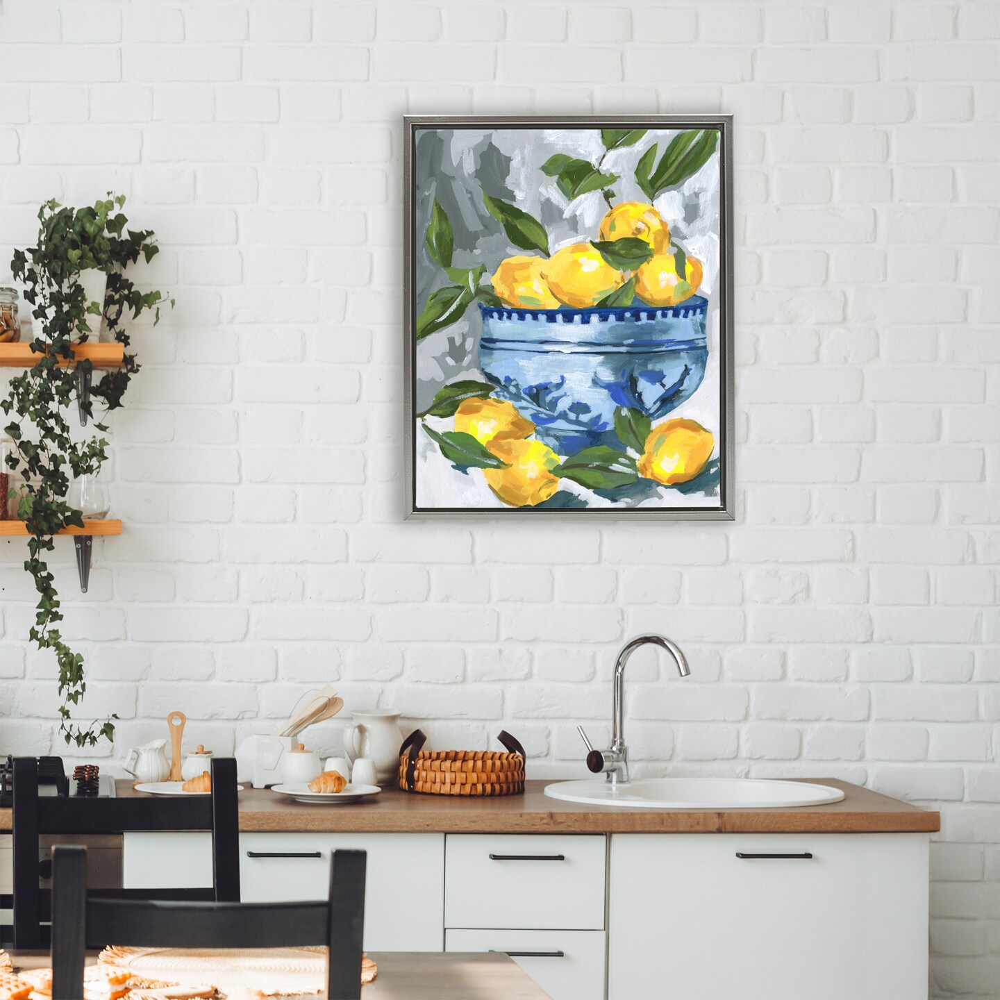 Stupell Industries Indigo & Lemon Bowl Floating Frame, design by Melissa Wang