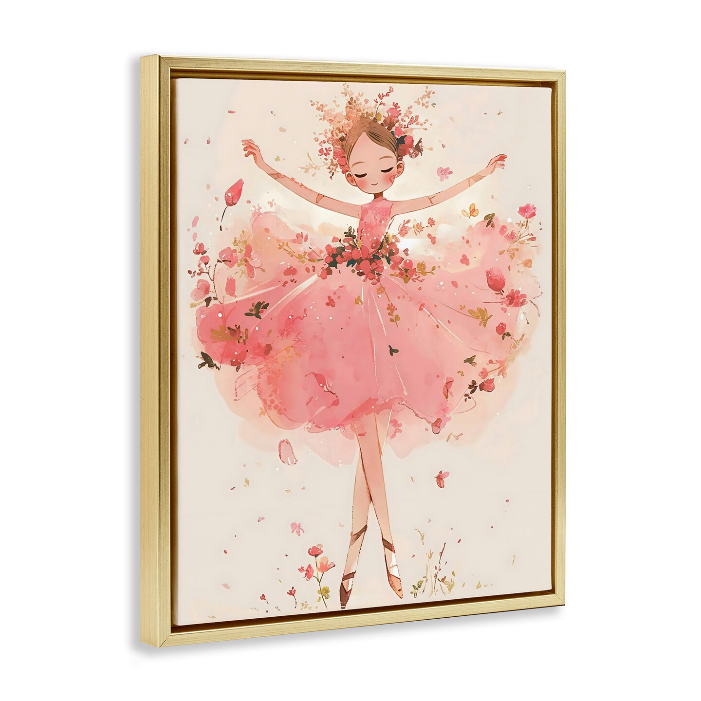 Stupell Industries Pink Floral Dress Ballerina Floating Frame, design by Creative Studio