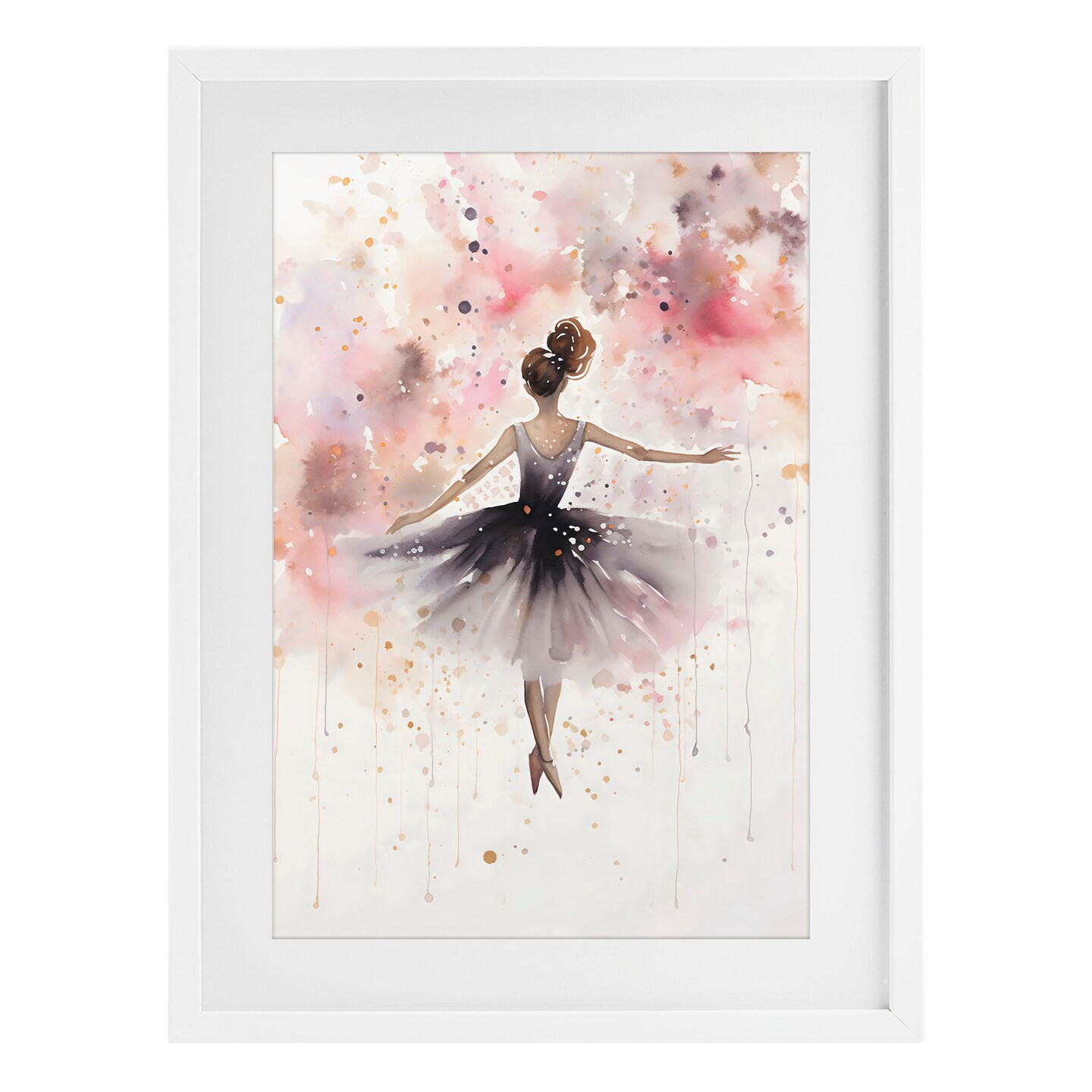 Stupell Industries Watercolor Ballerina Atmosphere Framed Print Under Glass, design by Creative Studio