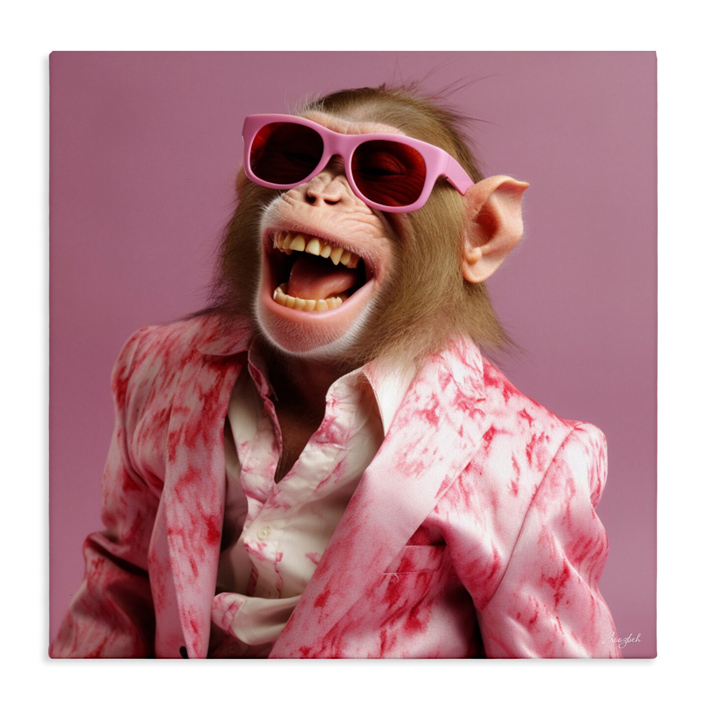 Stupell Industries Hipster Monkey in Suit Canvas, design by Roozbeh