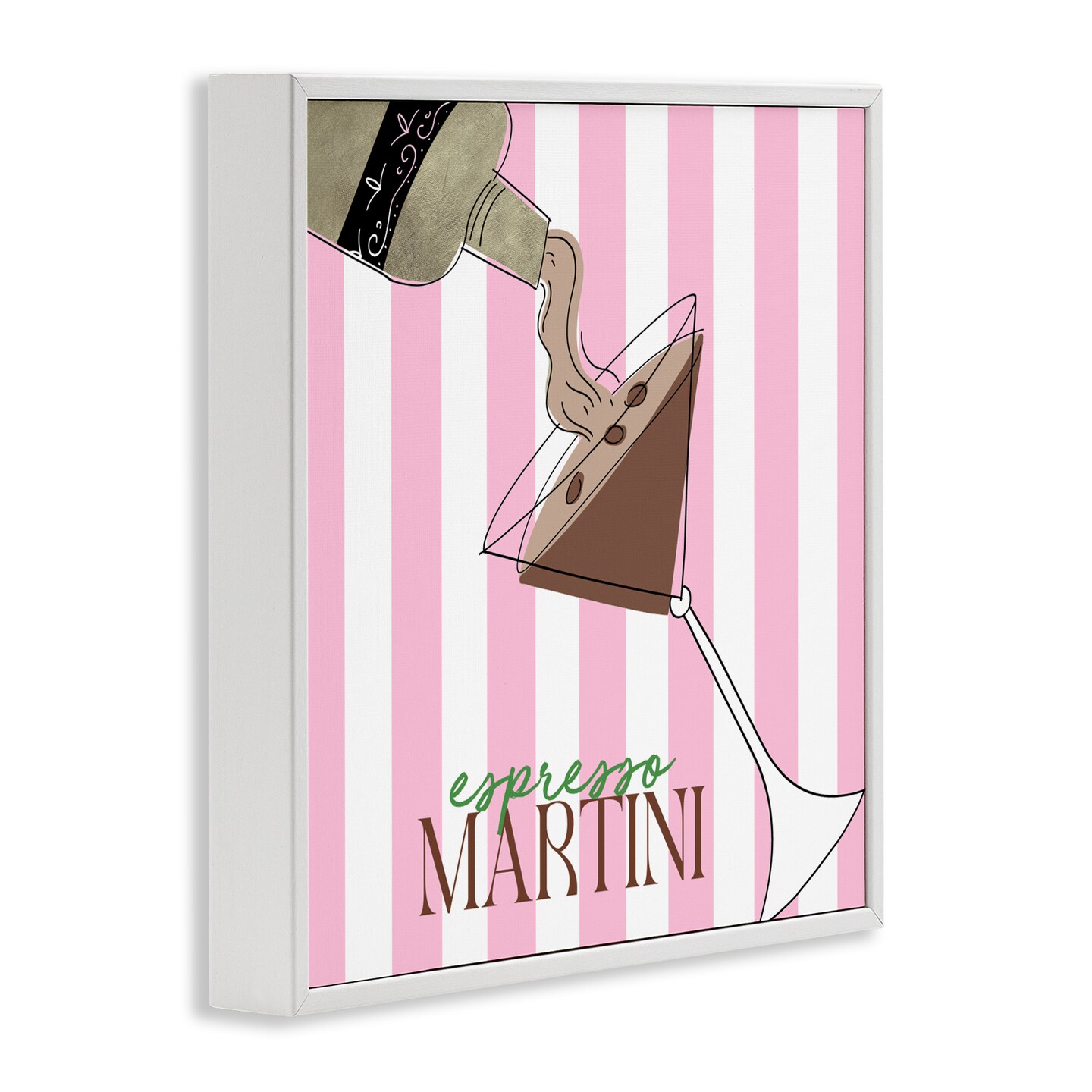 Stupell Industries Espresso Martini Pink Stripes Framed Giclee, design by Deidre Mosher