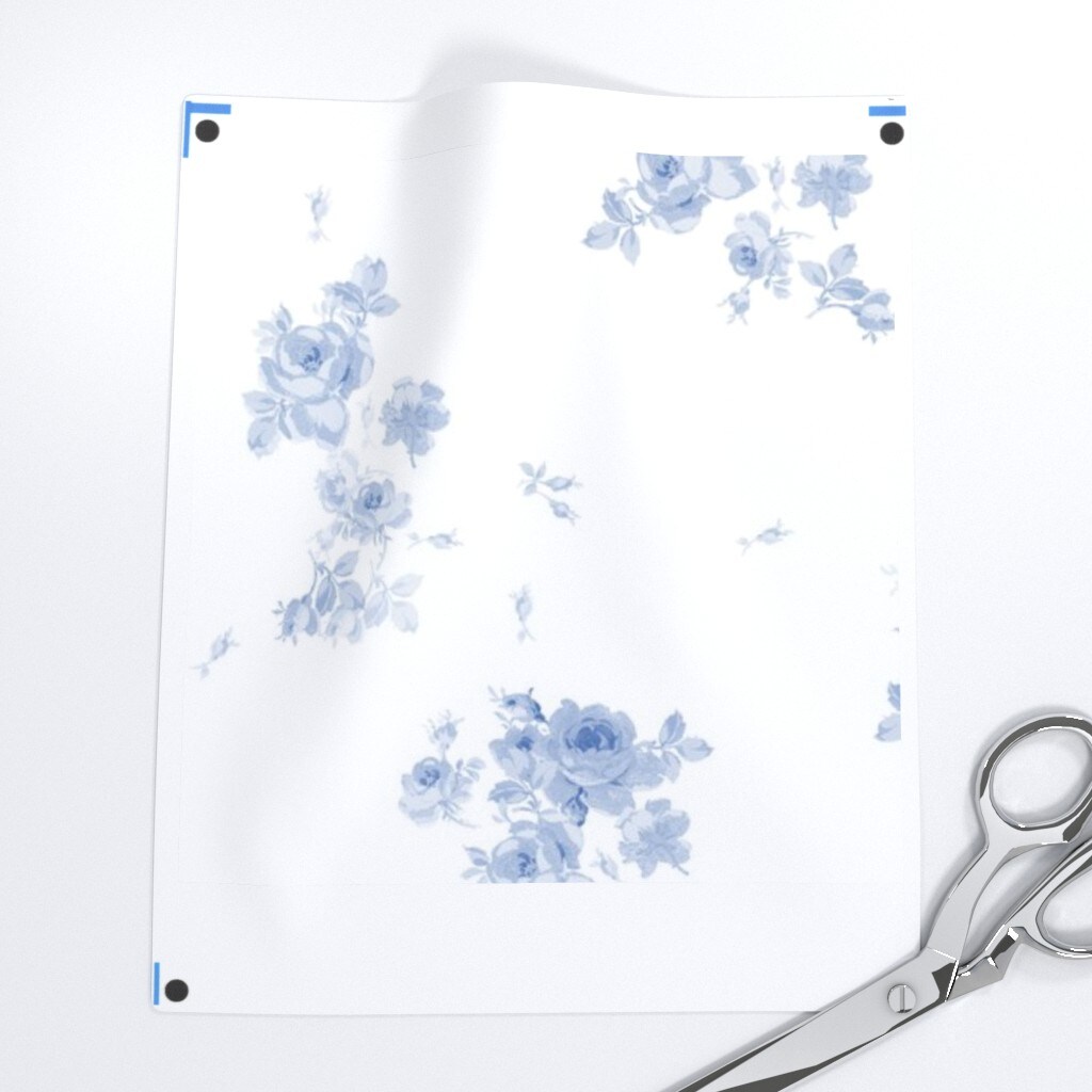Blueberry Flowers Floral Romantic Swedish Blue White Cottage Custom Printed Fabric by Spoonflower Various Fabrics by the Yard or Fat Quarter