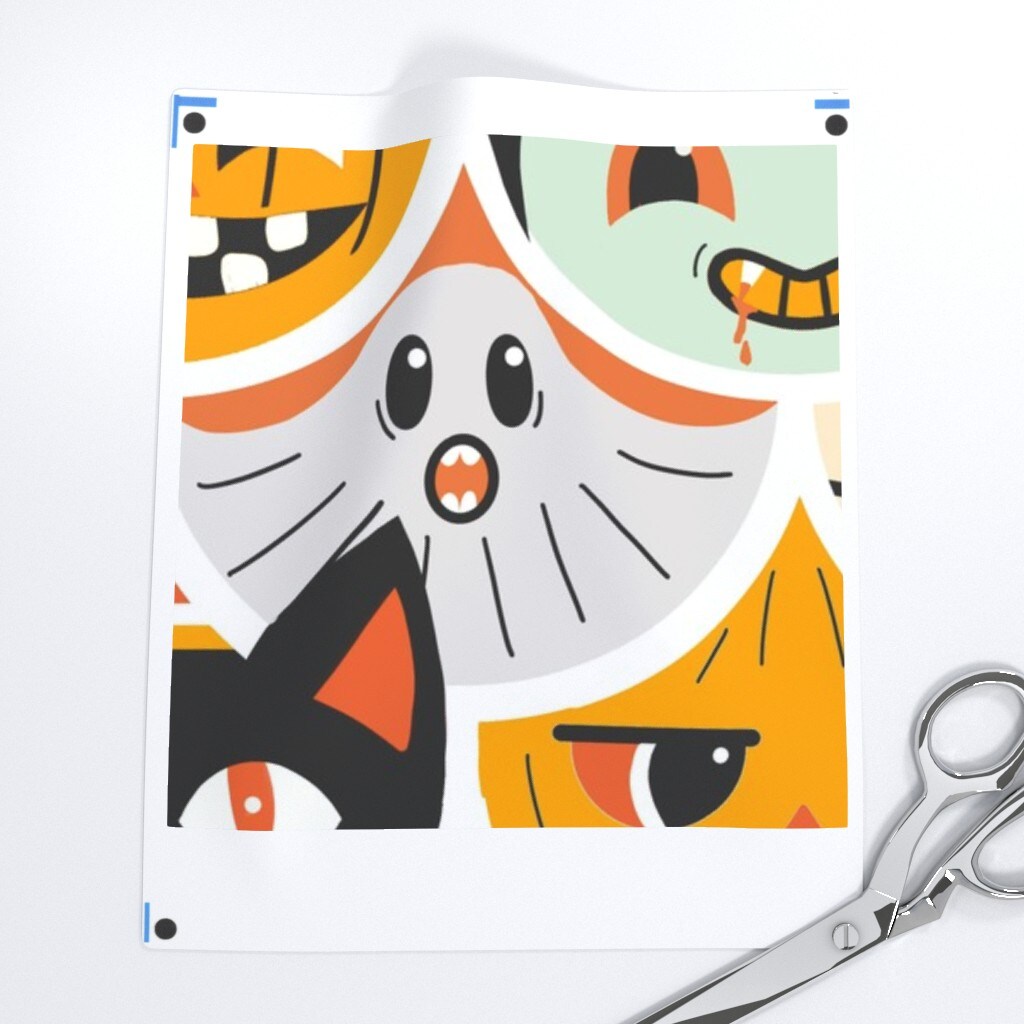 Whimsical Halloween Retro Black Cats Pumpkins Vampires Ghosts Bats Novelty Horror Custom Printed Fabric by Spoonflower Various Fabrics by the Yard or Fat Quarter