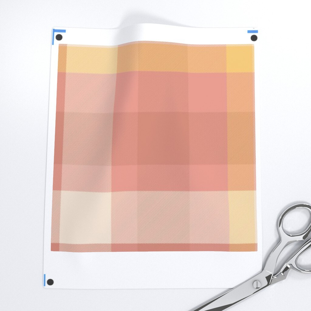 Preppy Retro Pink Peach Yellow Plaid Lines Cottagecore Cabincore Modern Classic Nursery Vintage Bedroom Coastal Large Scale Custom Printed Fabric by Spoonflower Various Fabrics by the Yard or Fat Quarter
