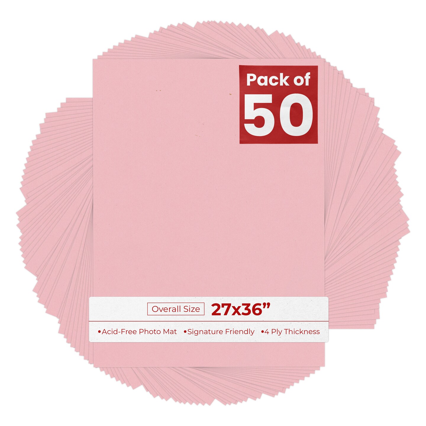 Soft Pink 27x36 Uncut Mat Board - Blank Sheets, No Opening, Color: Pink ...
