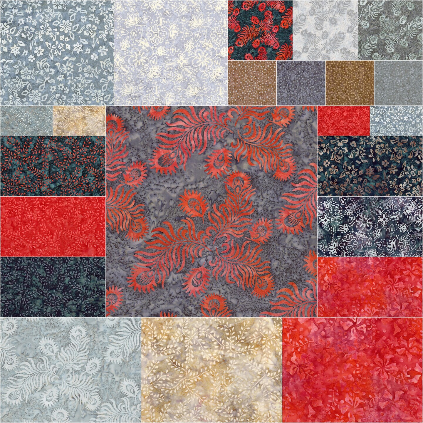 Expressions Batiks 5" Square Pack (Charm Pack / 5" Stacker) in Gray and Golden Arabella by Riley Blake Designs for Riley Blake (5-23526-42)