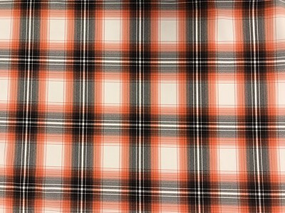 1 Yard Orange Plaid Polyester Poplin 58/59&#x22; Wide Checkered Fabric
