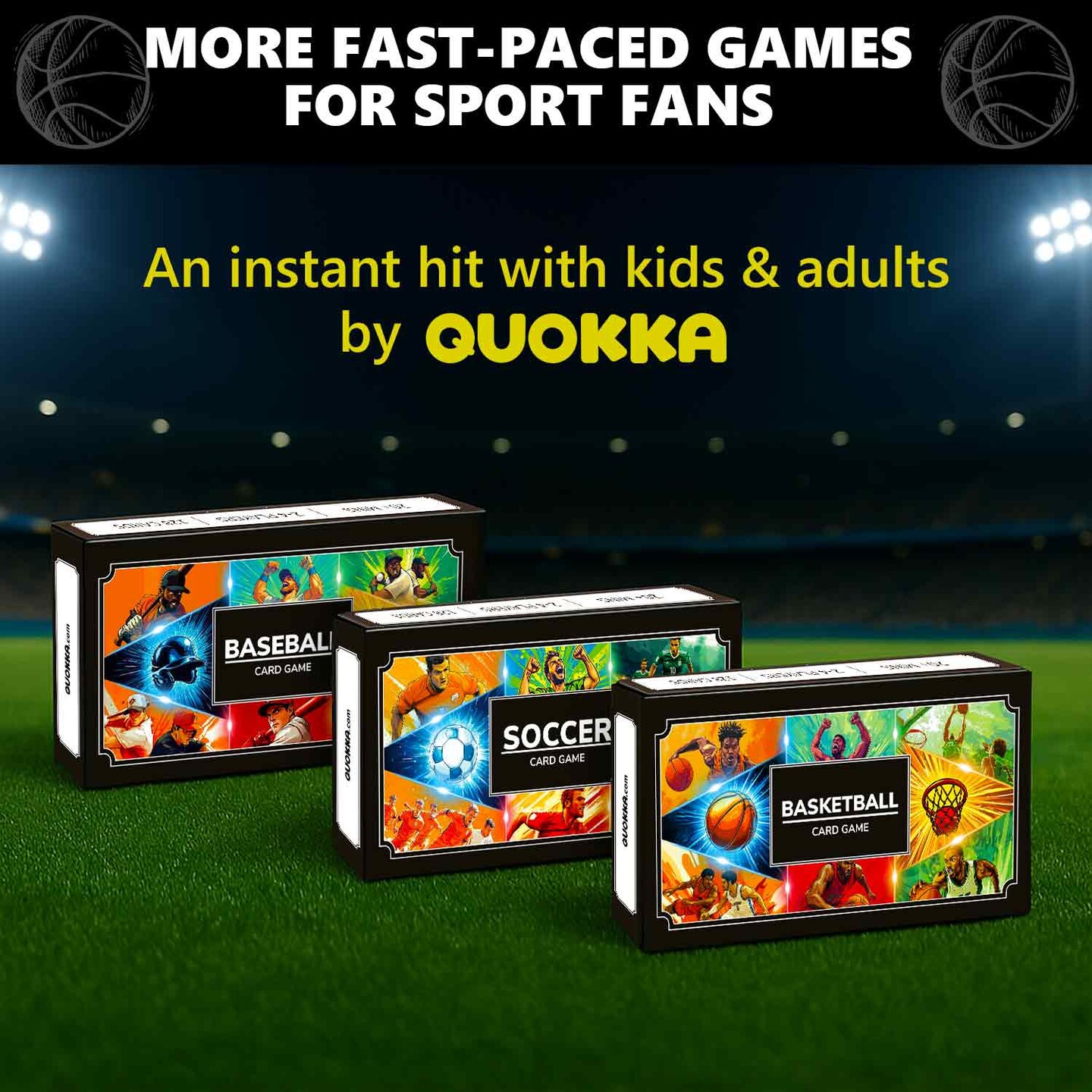 QUOKKA Basketball Fast-Paced Card Game for Kids & Adults – 128 Cards & Easy Rules – Quick & Fun Matching Game – 2-8 Players – Ages 8+ – Perfect for Family Games Night and Travel