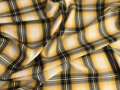 1 Yard Yellow Plaid Poly Poplin Fabric 58/59&#x22; Wide