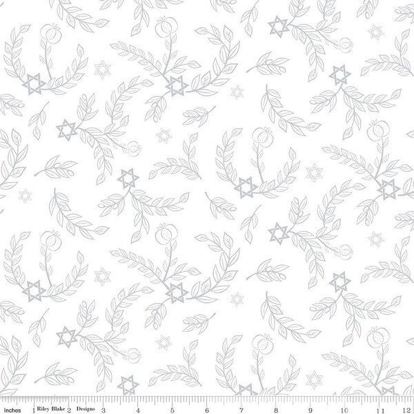 Leaves in White (c16421-white) | 8 Nights, 8 Lights | Tara Reed | Riley Blake