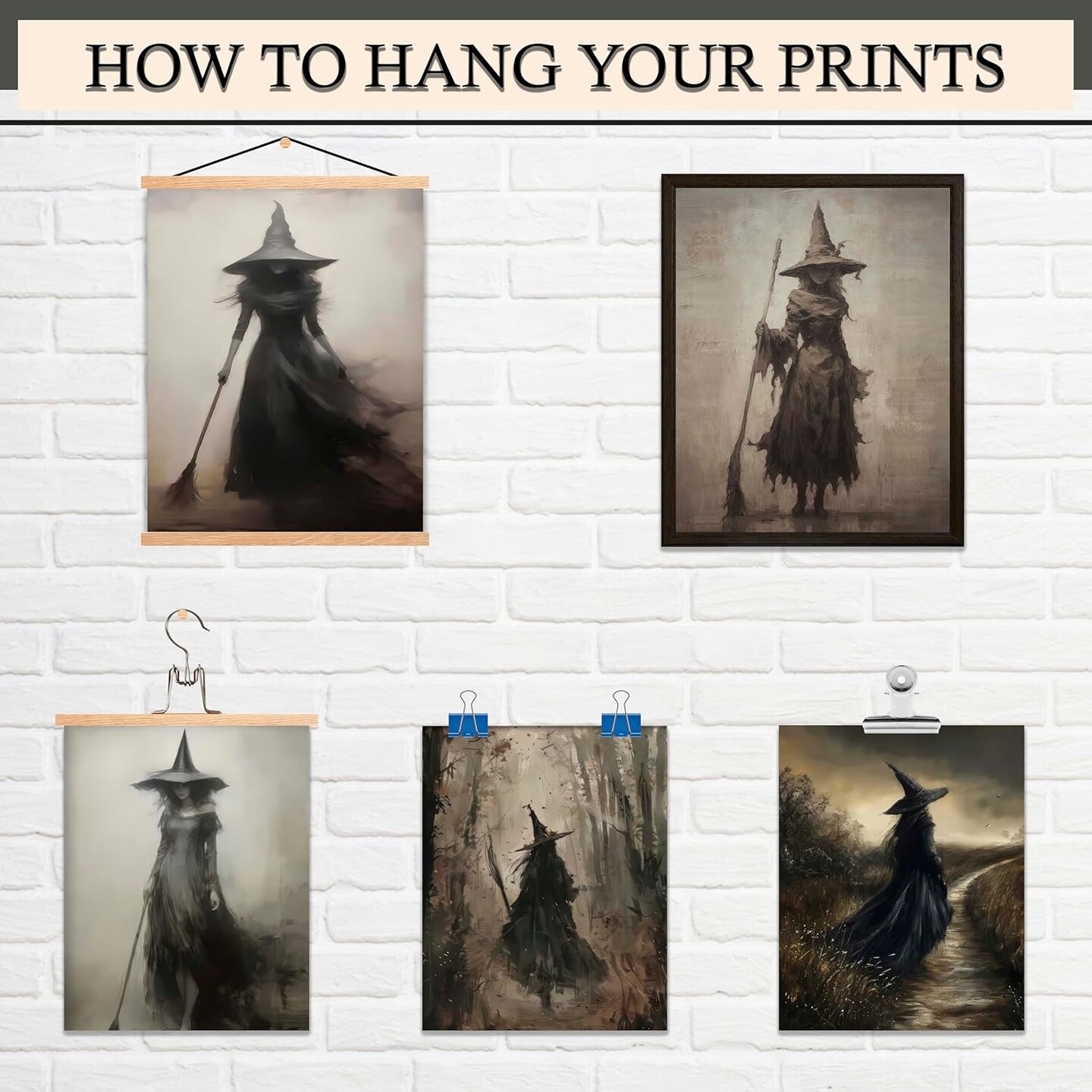 6 Pcs 8x10in Vintage Rustic Witch Posters