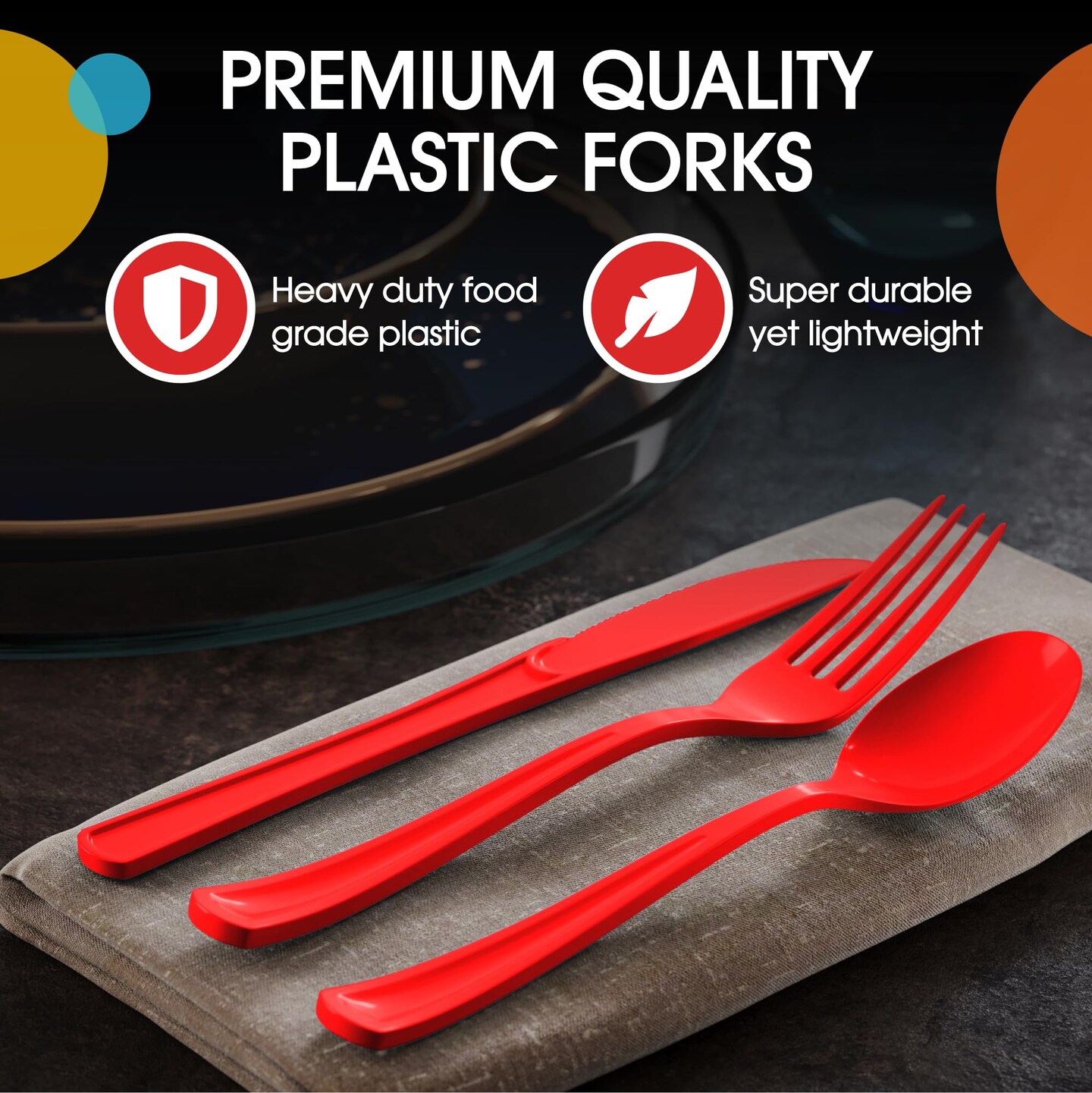 Exquisite Polished Plastic Silverware &#x2013; 150 Pcs Heavy Duty Cutlery Set &#x2013; 50 Each of Forks, Knives &#x26; Spoons &#x2013; Disposable Utensil Set for Parties, Events &#x26; Catering &#x2013; Flatware Set by Party Solids