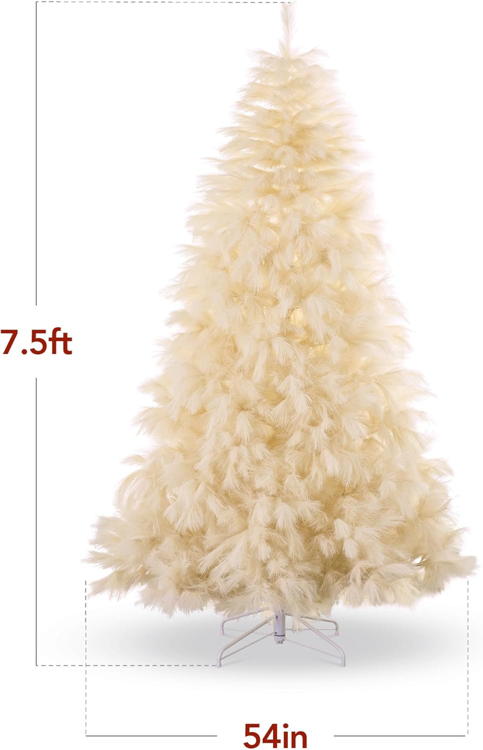 Artificial Pampas Christmas Tree, Deluxe Unlit Holiday D&#xE9;cor with Metal Base, Easy Assembly for Holiday or Home decor