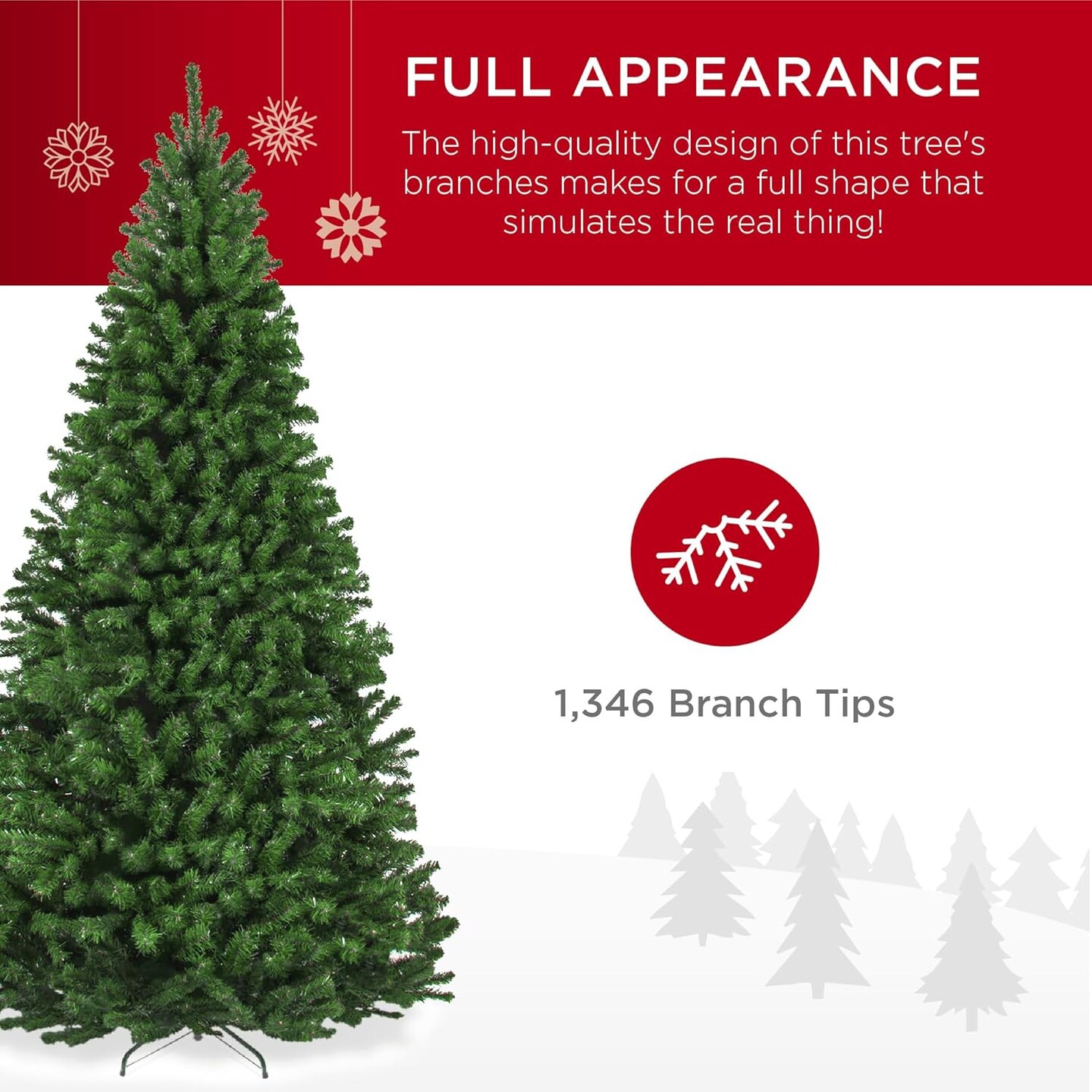 Unlit Artificial Spruce Christmas Tree, Realistic Full Shape with Foldable Metal Base for Indoor Holiday Decor