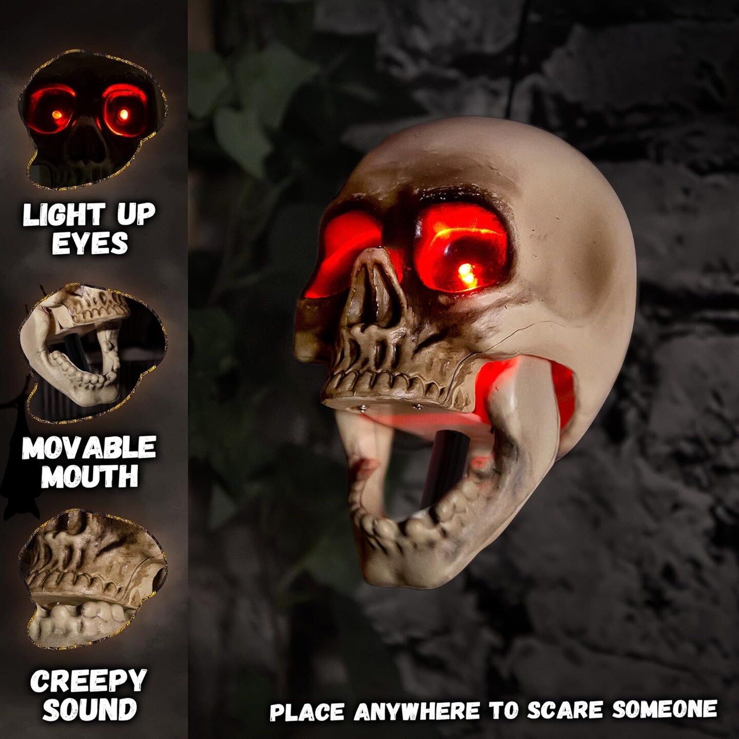 3 Pack Halloween Animatronics Skull Stakes with Sound Activated