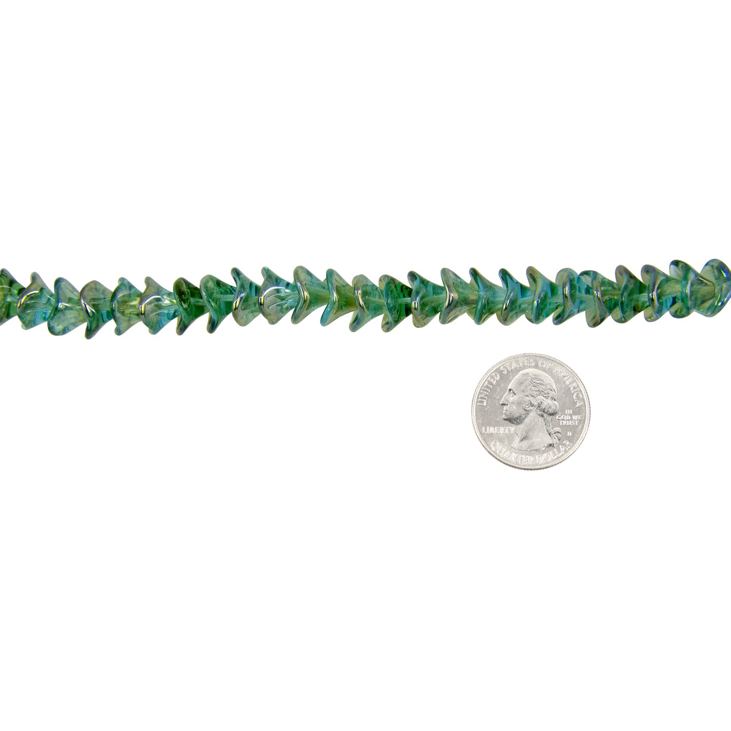 Three Petal Aquamarine Celsian Glass Flower Beads 12 x 10mm, Apx 25 beads GB-3PF02