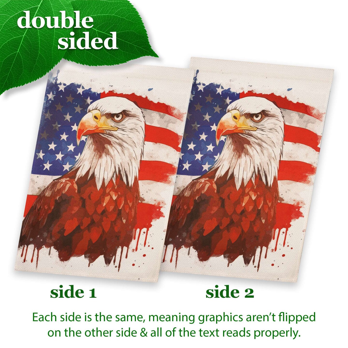 G128 Patriotic Bald Eagle Printed 28x40 In House Flag Double Sided Independence Day Yard Garden Lawn Decoration