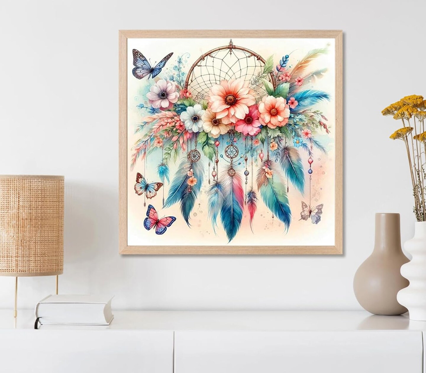 Diamond Painting Kits for Adults, Dreamcatcher 5D Diamond Art Painting by Numbers Kits,DIY Diamond Art Kits,Full Round Drill Diamond Painting Kit for Adults for Home Wall Decor,12x12 inch