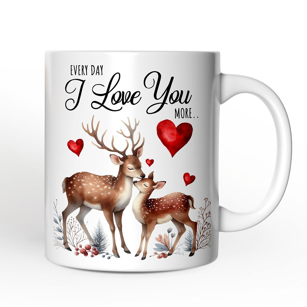 Valentine Deer Anniversary Mug for Couple, Together Keepsake Romantic Gift
