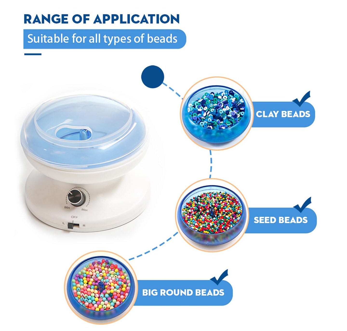 Electric Clay Bead Spinner Kit with 3pcs Bead Trays 2pcs Bead Spinner Needles, 1000pcs Clay Beads and 1300pcs Seed Beads 8m Elastic Cord for Bracelet Necklace Jewelry Making (Patented)