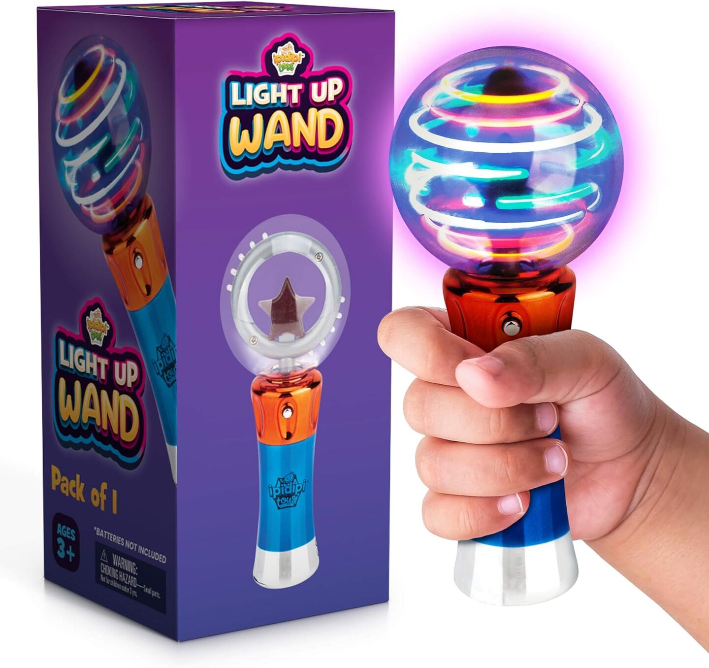 TOYS Spinning Light Up LED Wand for Kids, Magic Ball Spinner, Party Entertainment