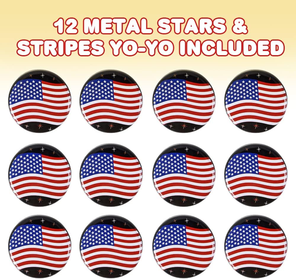 Set of 12 Metal Stars &#x26; Stripes Yoyos Toys