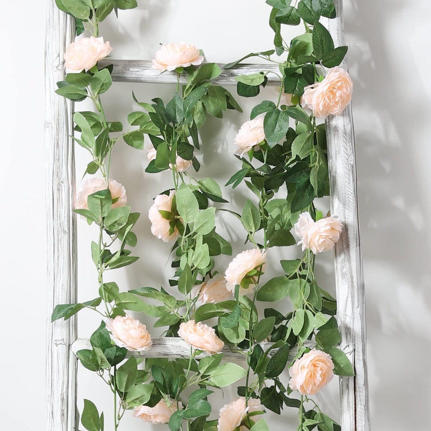 Pack of 2 Artificial Peony Greenery Vine Flower Garland (Champagne)