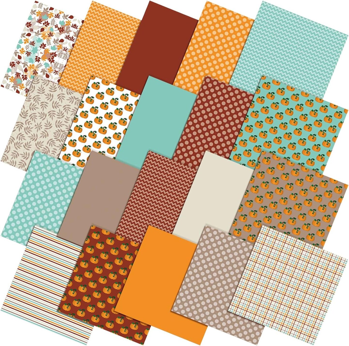 20 Pcs Fall Pumpkin Quilting Fabric Square - 10&#x27;&#x27;x10&#x27;&#x27;