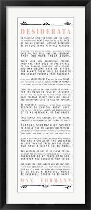 Framed Art Desiderata Bus Roll Black and Peach Text Wall Decor 18x24 Artwork