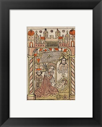 Framed Art Nativity Scene with Depiction of Trinity Wall Decor 18x24 Artwork