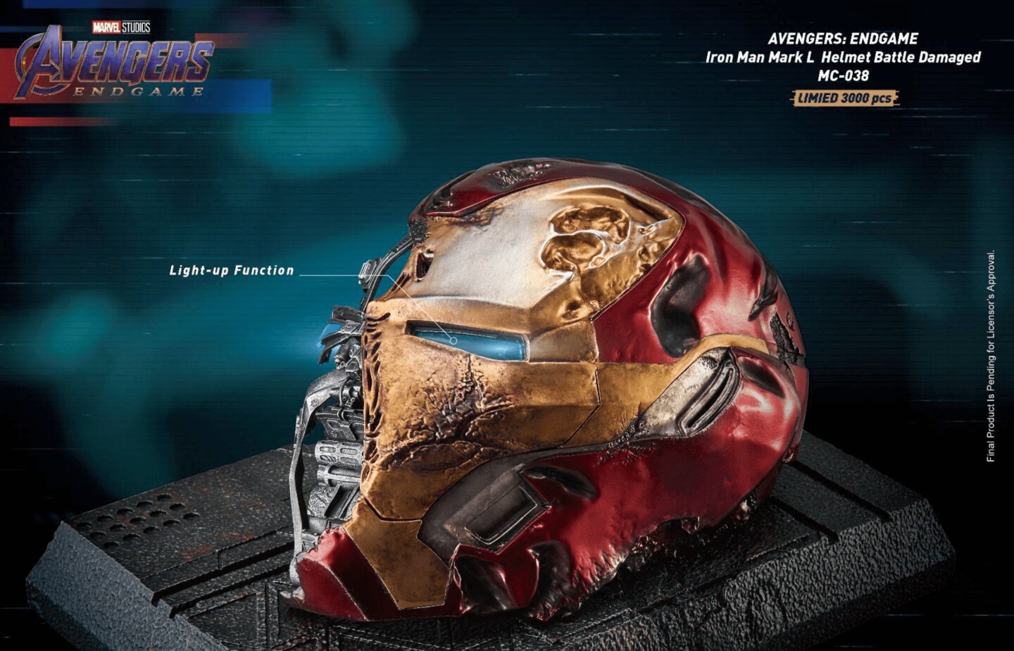 Avengers: Endgame Iron Man Mark 50 Helmet Battle Table Top Statue