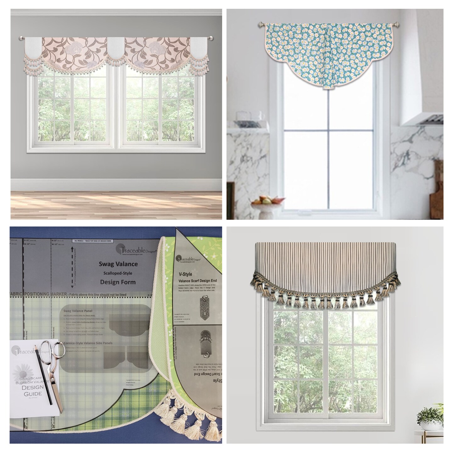 DIY Valance Kit - Sewing Alternative for Custom Swag-Scarf Window Decorating