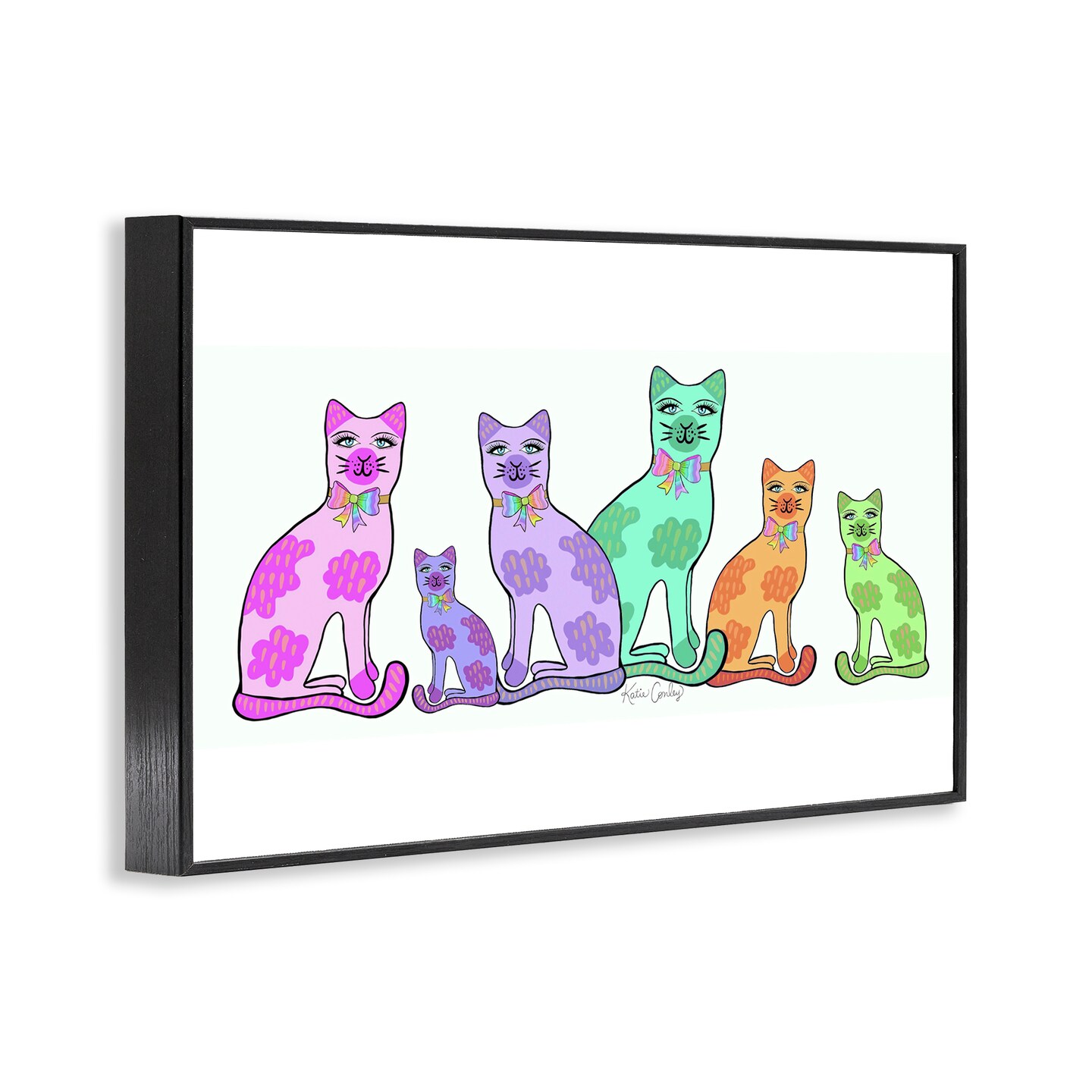 Stupell Industries Funky Whimsical Cats Framed Giclee Design by Katie Conley