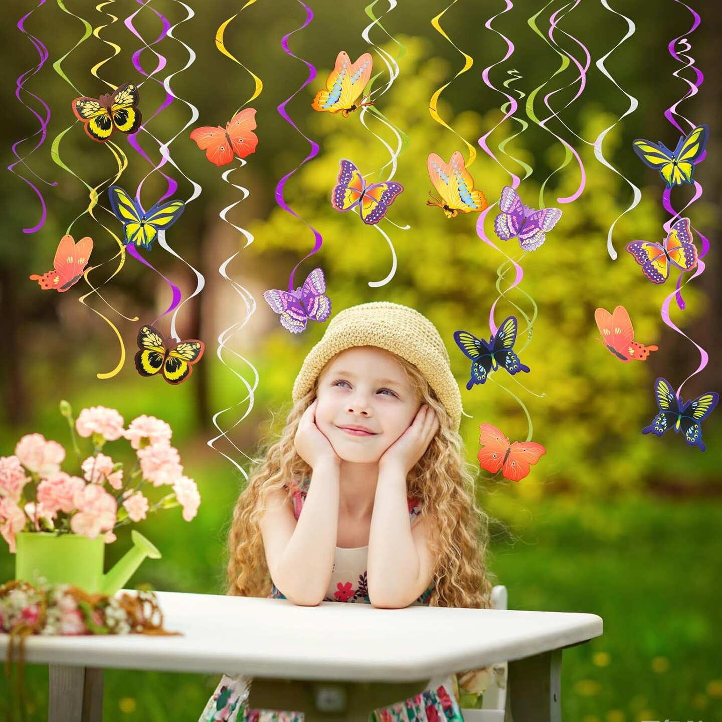46Pcs Butterfly Hanging Swirl Decoration Hanging Butterfly Party Decoration for Spring