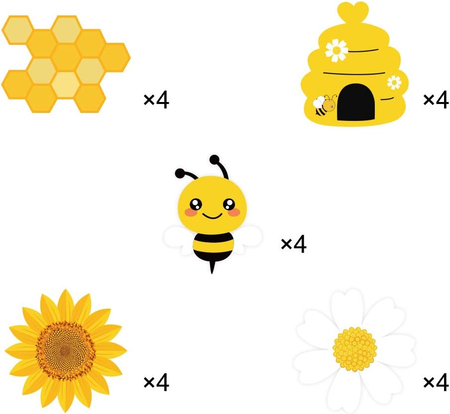 20-Piece Bumble Bee Hanging Swirl Decorations | Honey Bee Foil Ceiling Streamers for Kids' Birthday, Baby Shower, Gender Reveal & Bee Themed Party Supplies