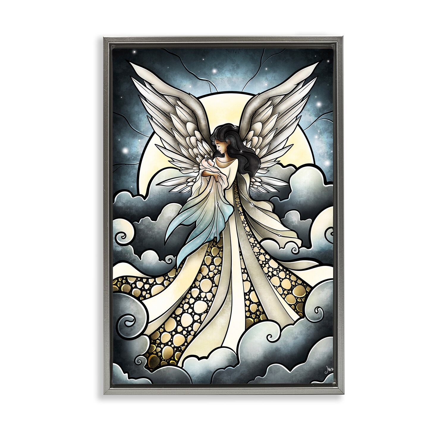 Stupell Industries Classic Angel & Baby in Clouds Floating Frame Design ...