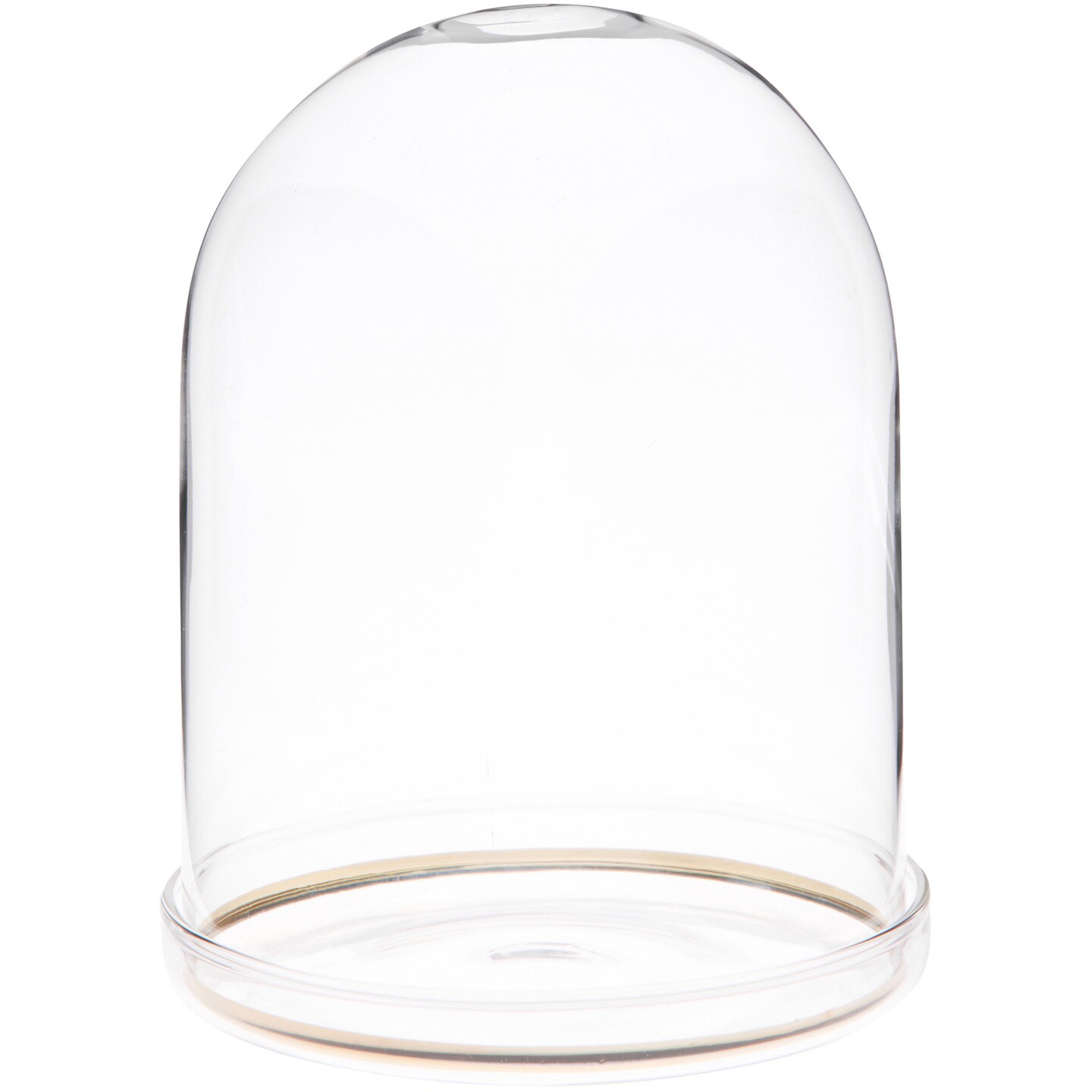 Plymor 4&#x22; x 5.5&#x22; Glass Display Dome Cloche with Gold Rim (Clear Glass Tray Base)