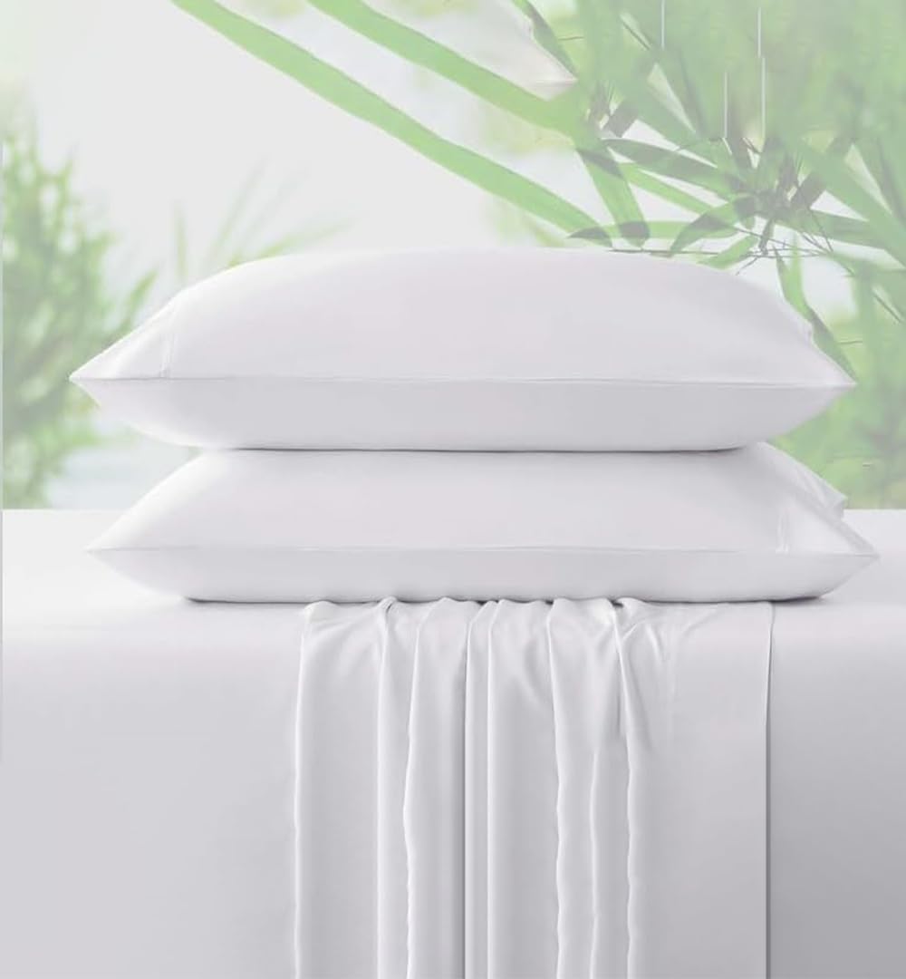 1000 Thread Count Queen White Pillow Cases Set of 2-100% Egyptian Cotton with Long-Staple Combed Pillows for Sleeping, Soft & Silky Bed Pillow Cover