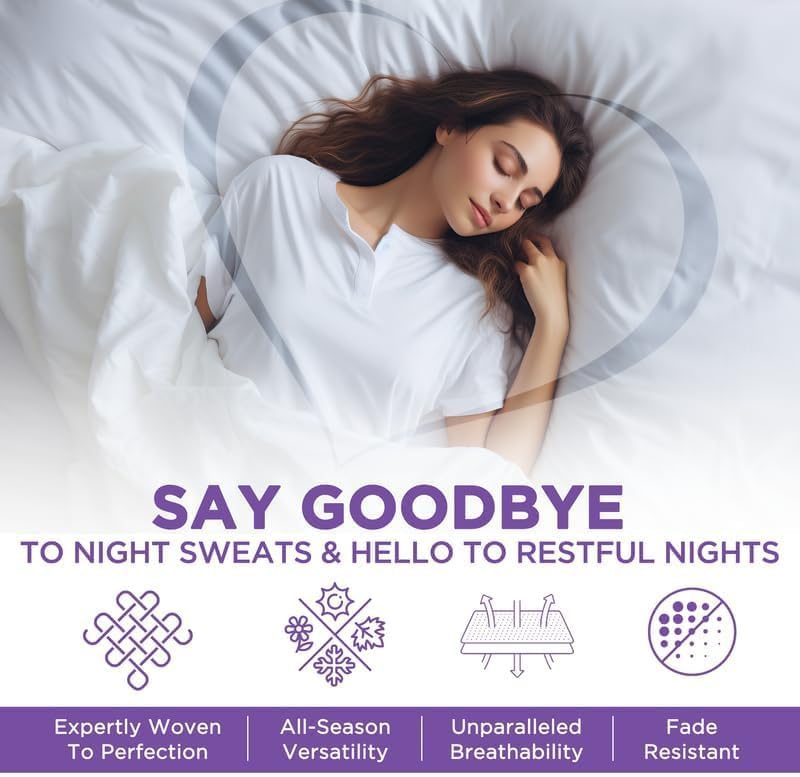 1000 Thread Count Queen White Pillow Cases Set of 2-100% Egyptian Cotton with Long-Staple Combed Pillows for Sleeping, Soft & Silky Bed Pillow Cover