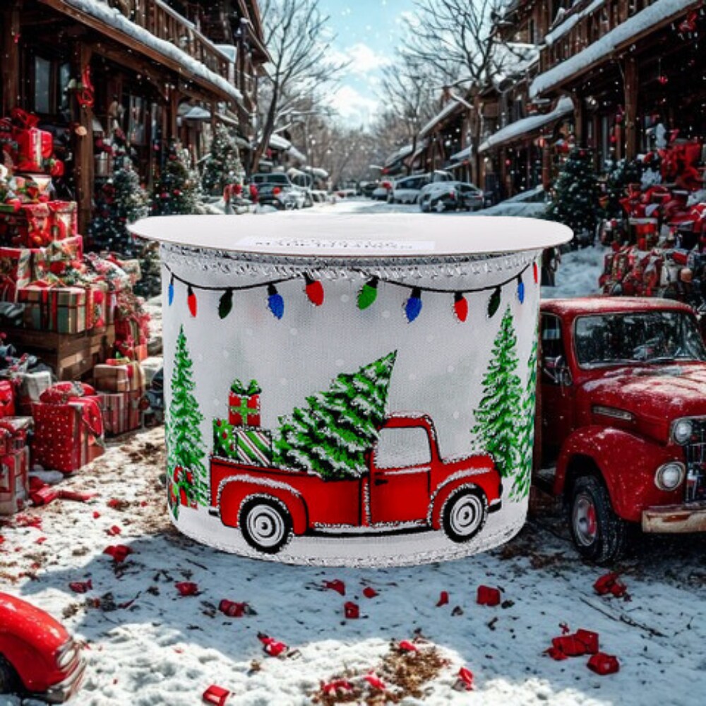 Designer&#x27;s Shop Holiday Tree truck wired ribbon, WR 63-5135 2.5&#x201D; x 10 yard